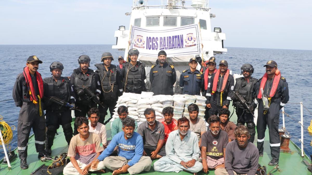 In a major operation, 14 individuals from Pakistan were apprehended by the Gujarat coast authorities for smuggling 86 kg of narcotics.